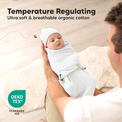 KeaBabies swaddle wrapped on newborn demonstrating cozy, calming hold
