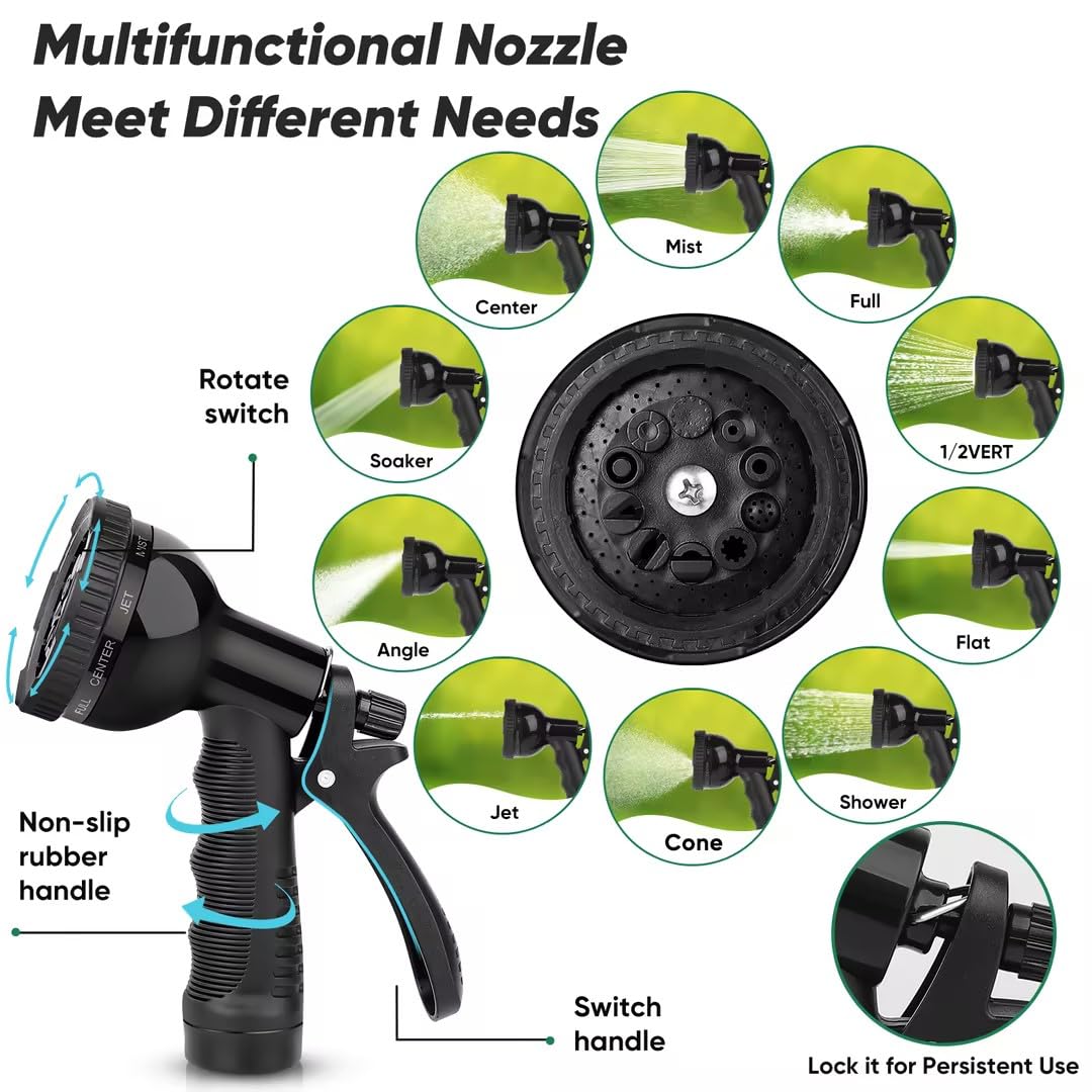 Kebose array of 10 nozzles displayed to show versatile spray patterns and water savings
