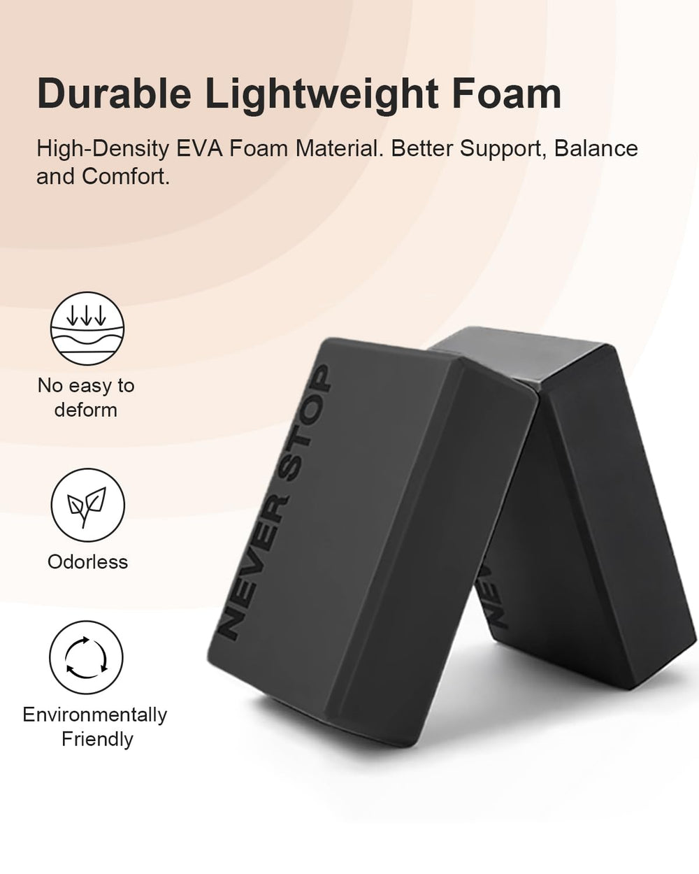 KEEP yoga block next to water bottle showing compact lightweight travel-friendly size