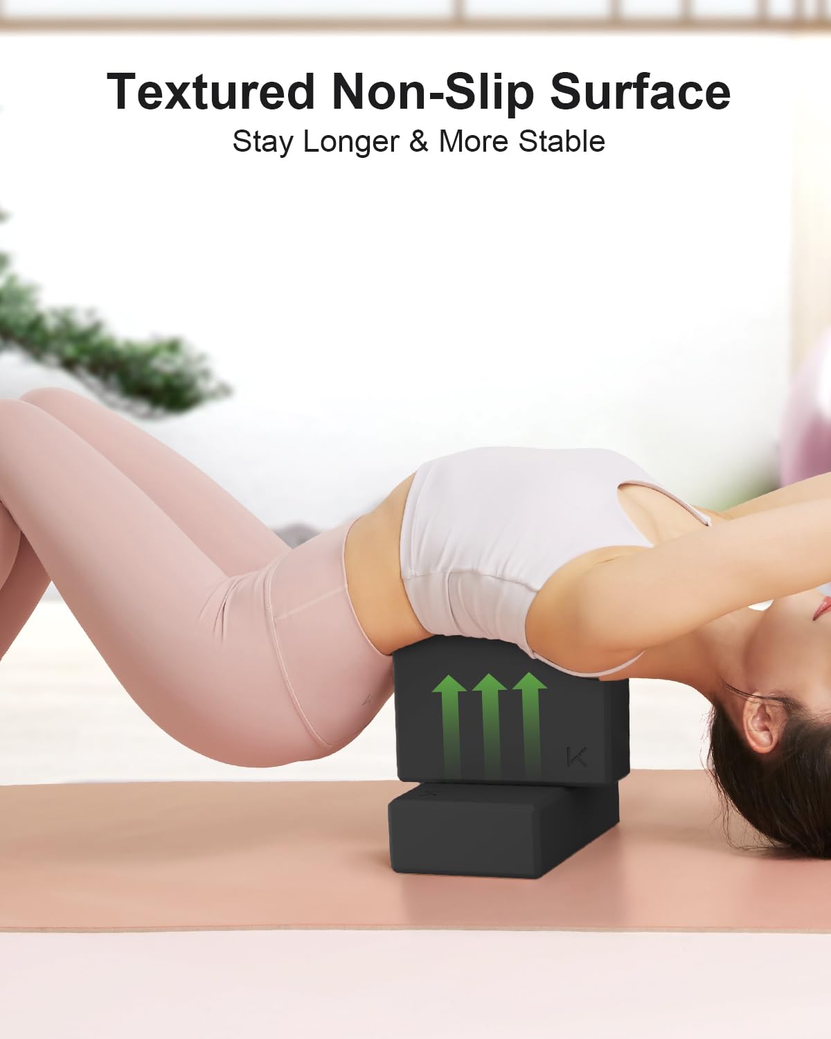 KEEP yoga block textured surface close-up offering non-slip grip and moisture resistance