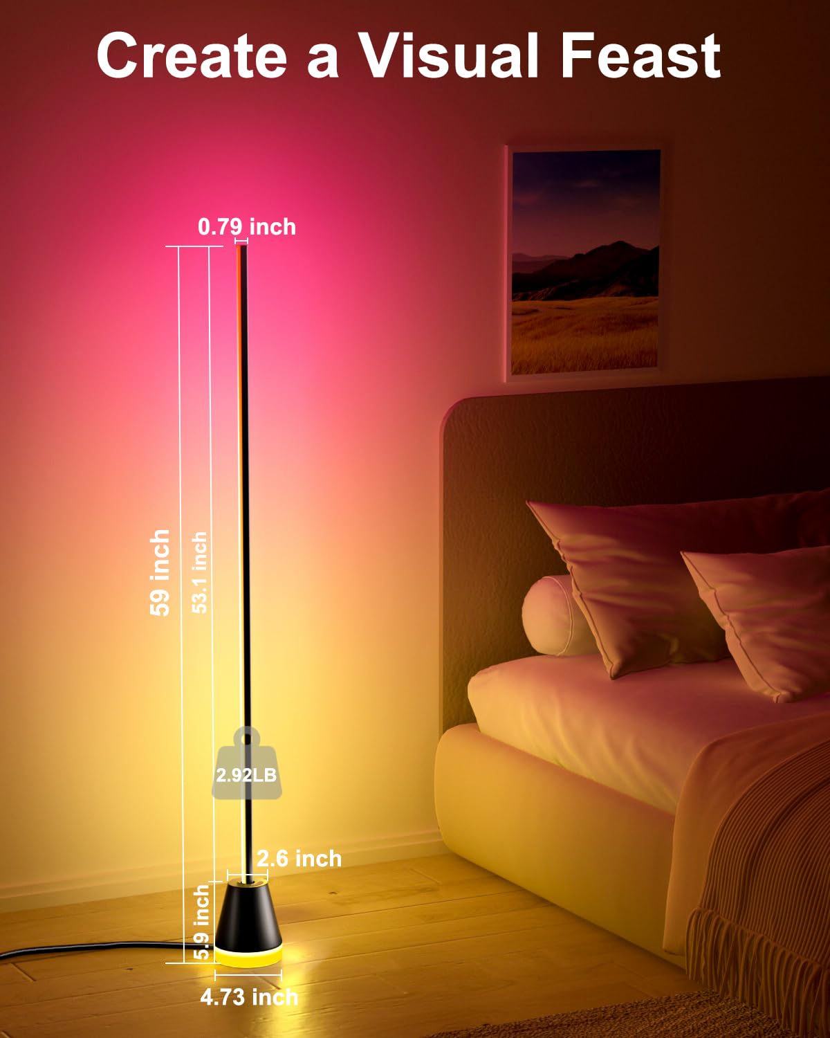 Keepsmile lamp height comparison next to sofa showing scale and room fit
