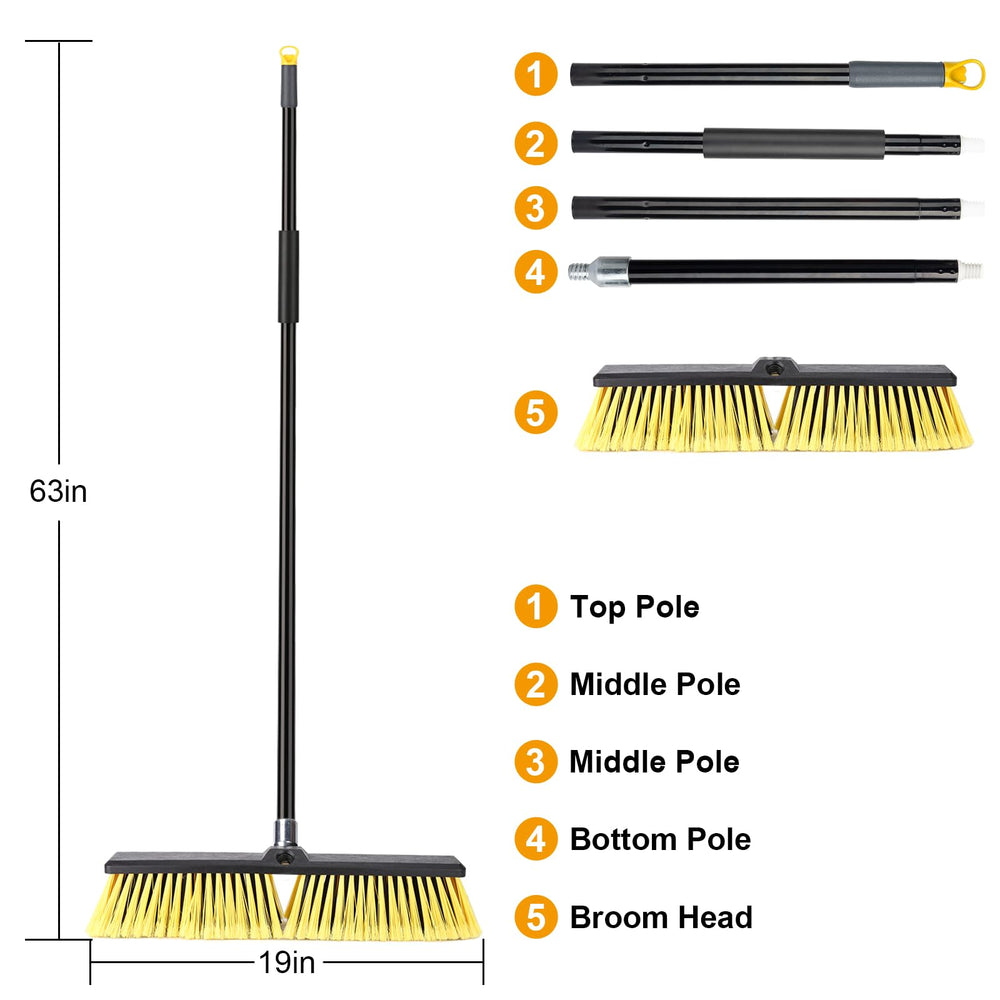 KeFanta broom sweeping a driveway clearing leaves for faster cleanup