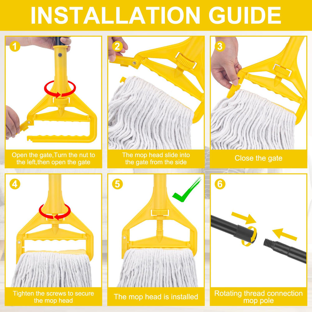 KeFanta mop next to a standard bucket to show scale and large 16oz replacement heads