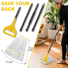 KeFanta stainless-steel handle detail demonstrating length and stability for upright mopping