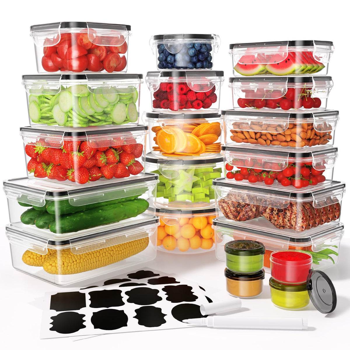 KEMETHY front view of full 40-piece set showing variety and storage options