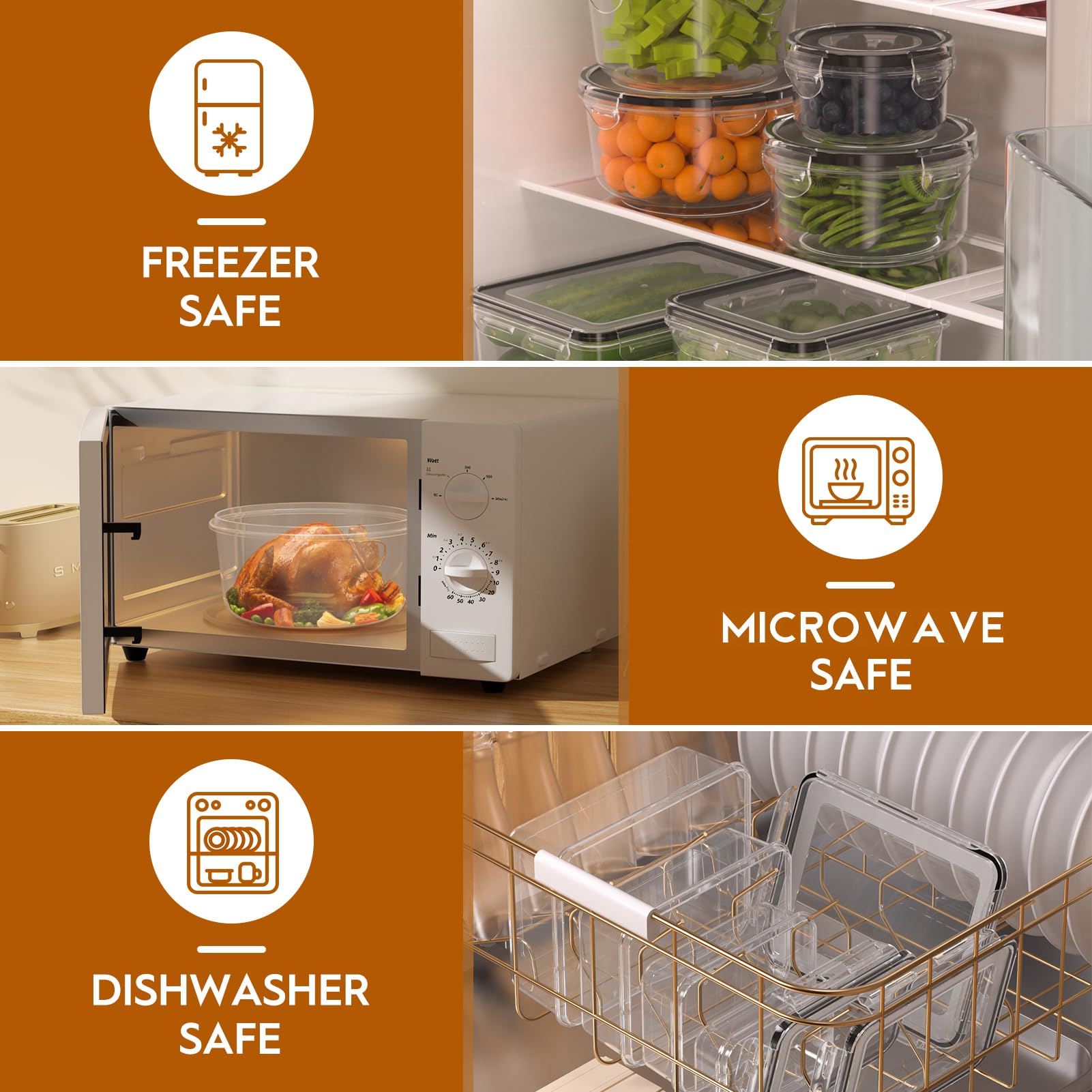 KEMETHY stacked containers in fridge demonstrating space-saving organization