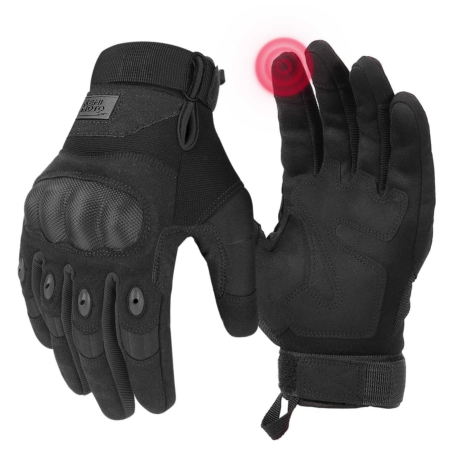 KEMIMOTO front view gloves showing protective fit and style for riding
