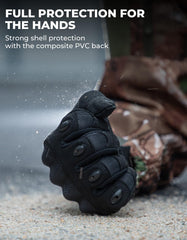 KEMIMOTO hard shell knuckle close-up demonstrating impact protection