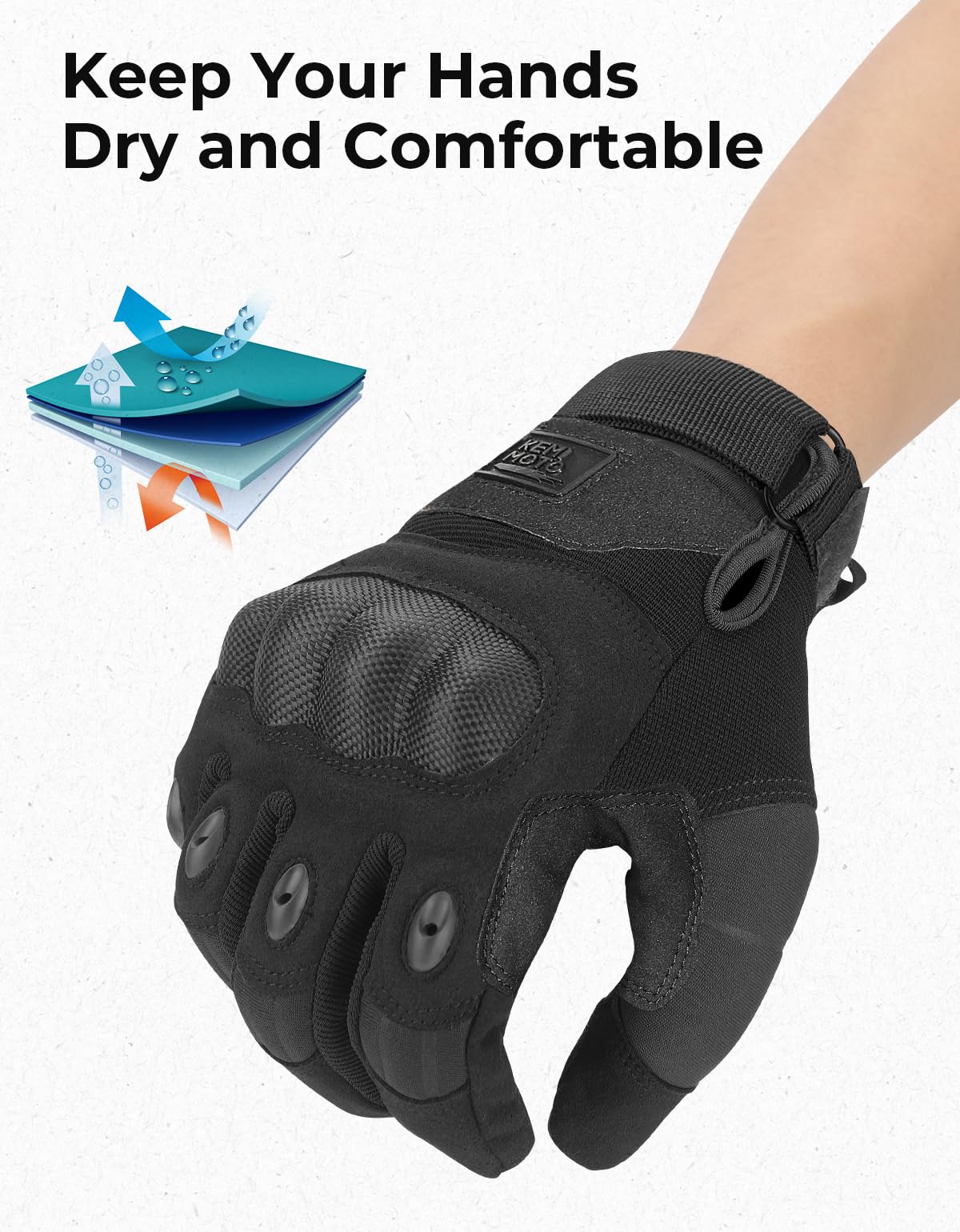 KEMIMOTO finger ventilation holes close-up improving breathability and comfort