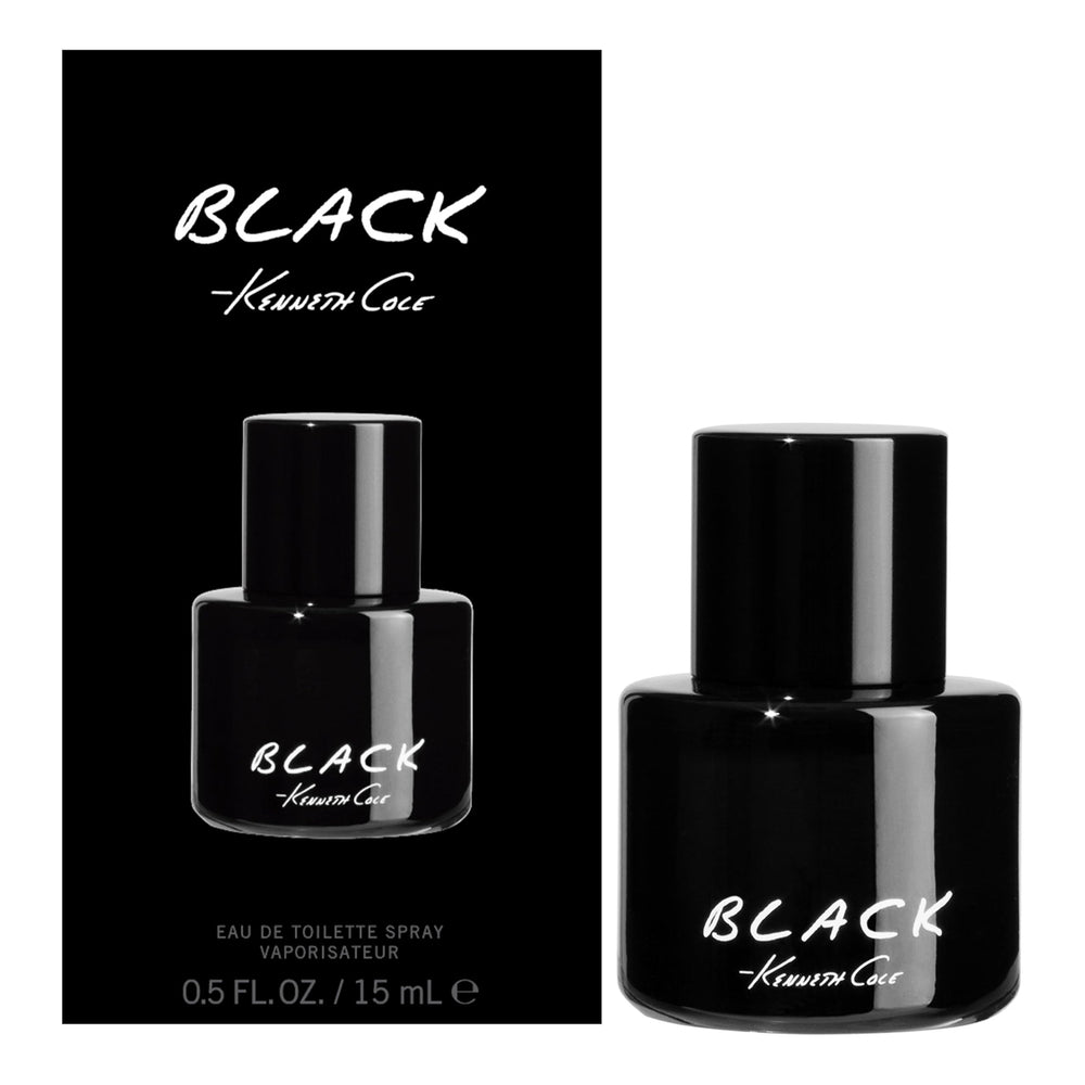 Kenneth Cole Black front view of bottle showing elegant black design and premium presence