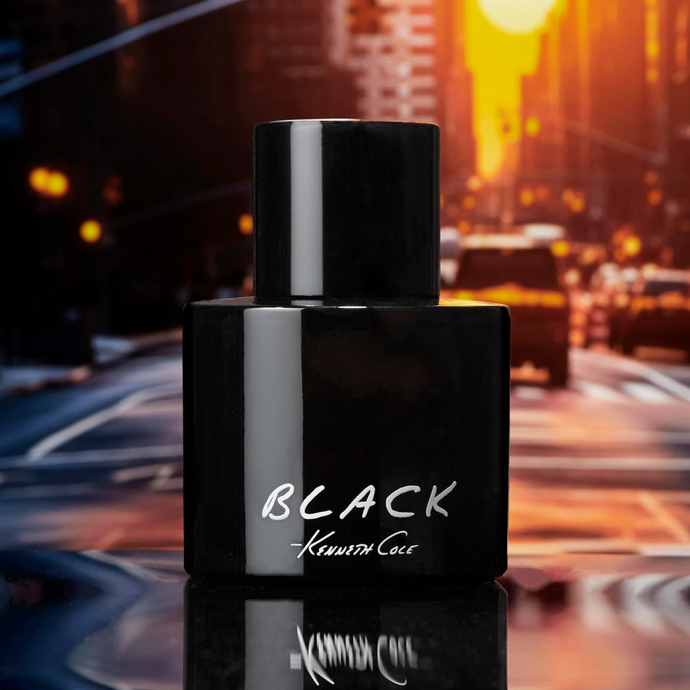 Kenneth Cole Black body spray in use demonstrating quick application and on-the-go freshness