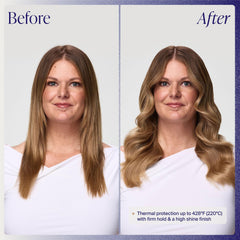 Kenra in-use with curling iron showing clean release and reduced tugging benefit