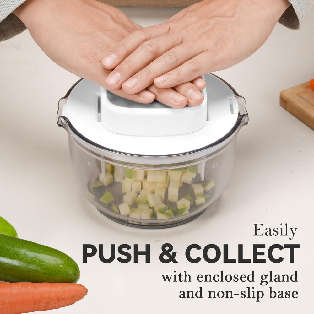 KEOUKE chopping in action with vegetables falling into bowl for fast meal prep
