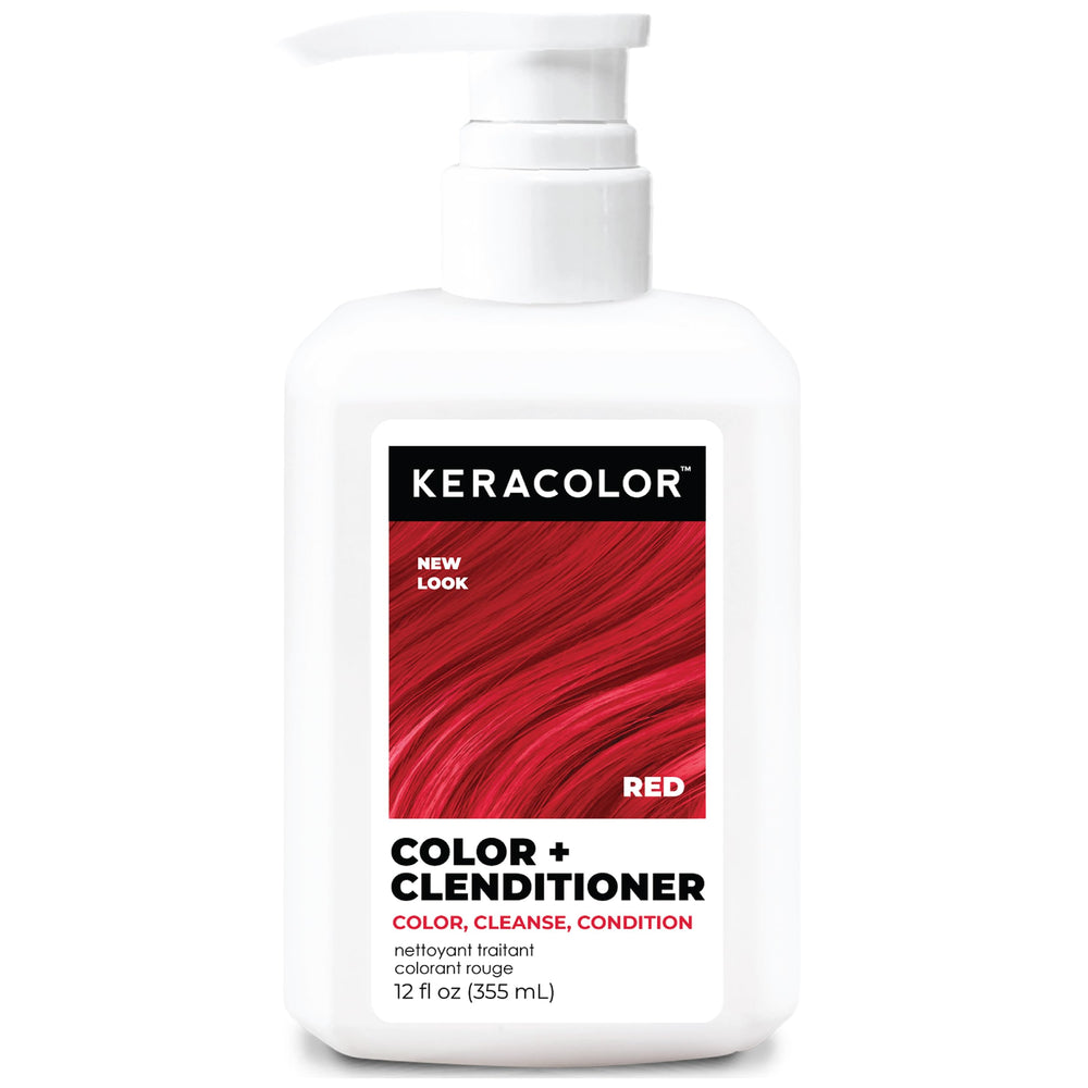 KERACOLOR front bottle showing red clenditioner benefits shine