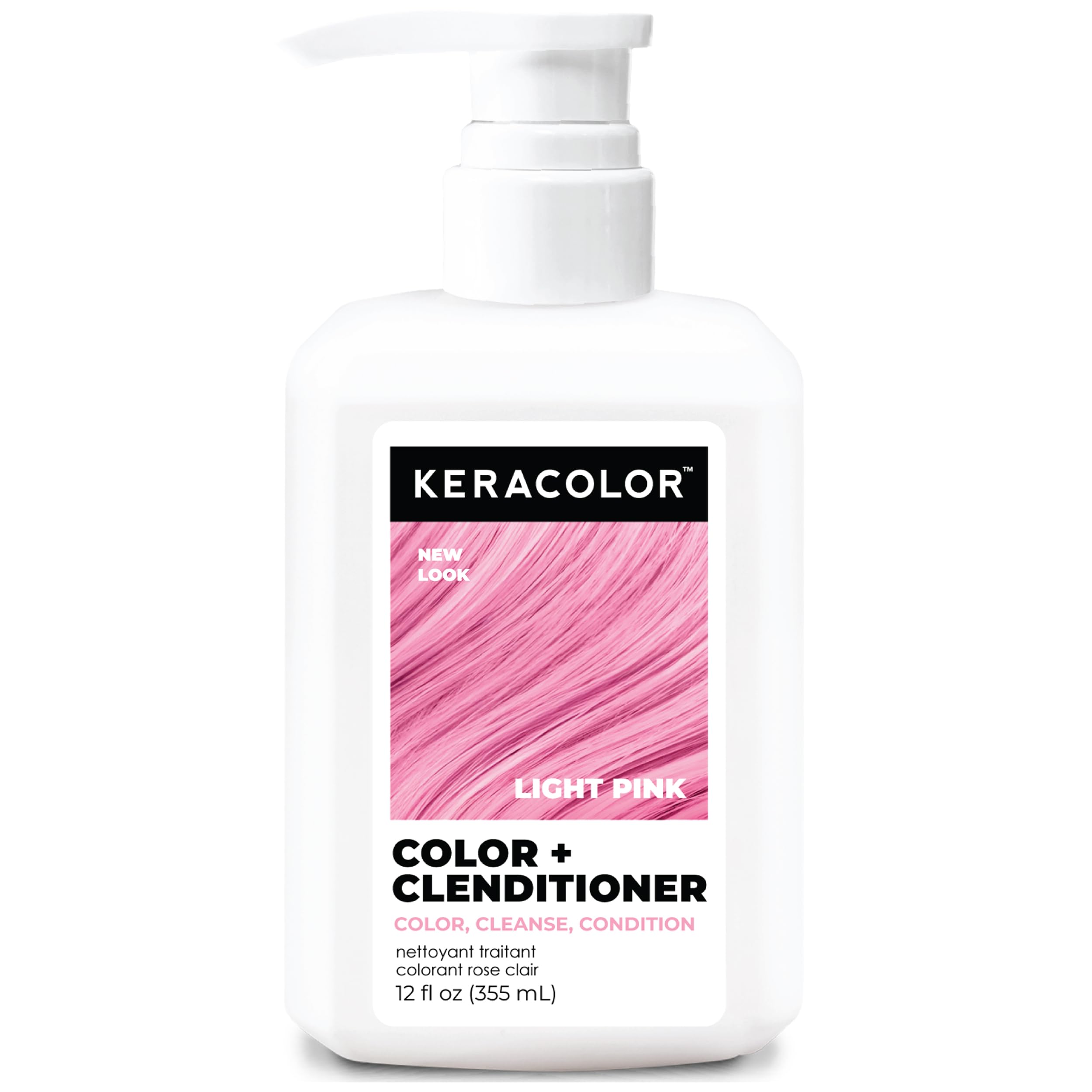KERACOLOR front bottle showing light pink clenditioner for easy identification and use