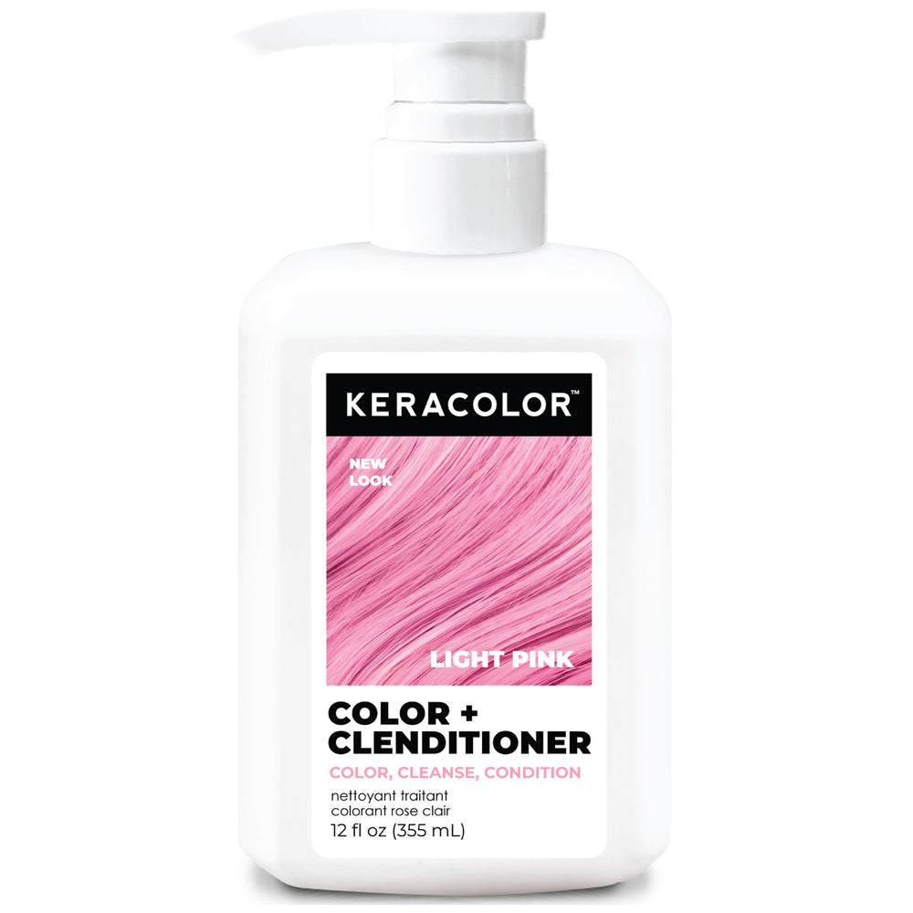 KERACOLOR front bottle showing light pink clenditioner for easy identification and use