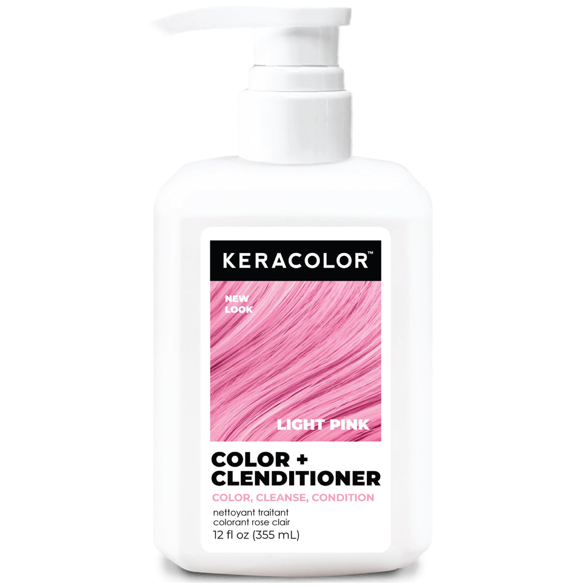 KERACOLOR front bottle showing light pink clenditioner for easy identification and use