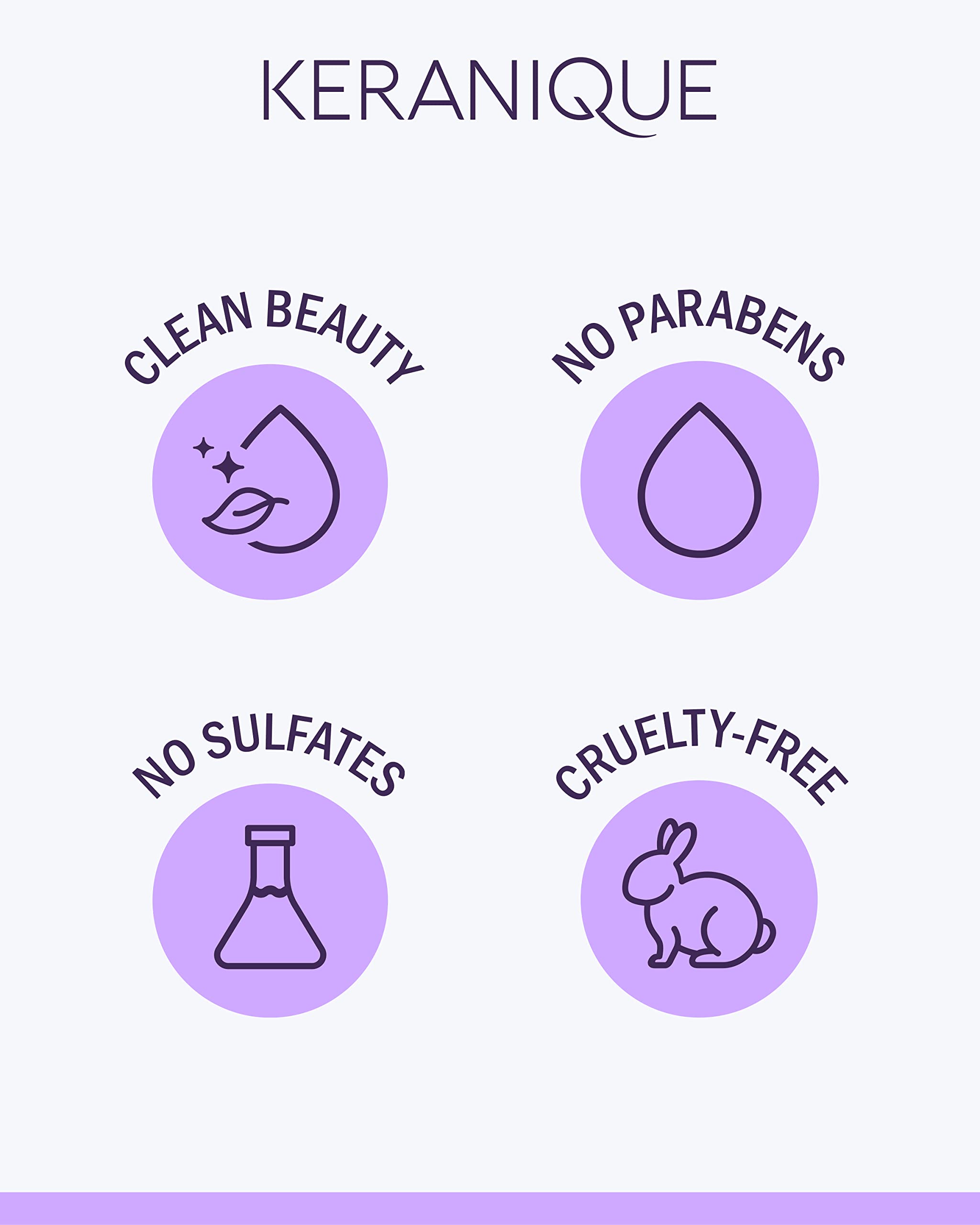 Keranique ingredient label detail highlighting keratin benefit