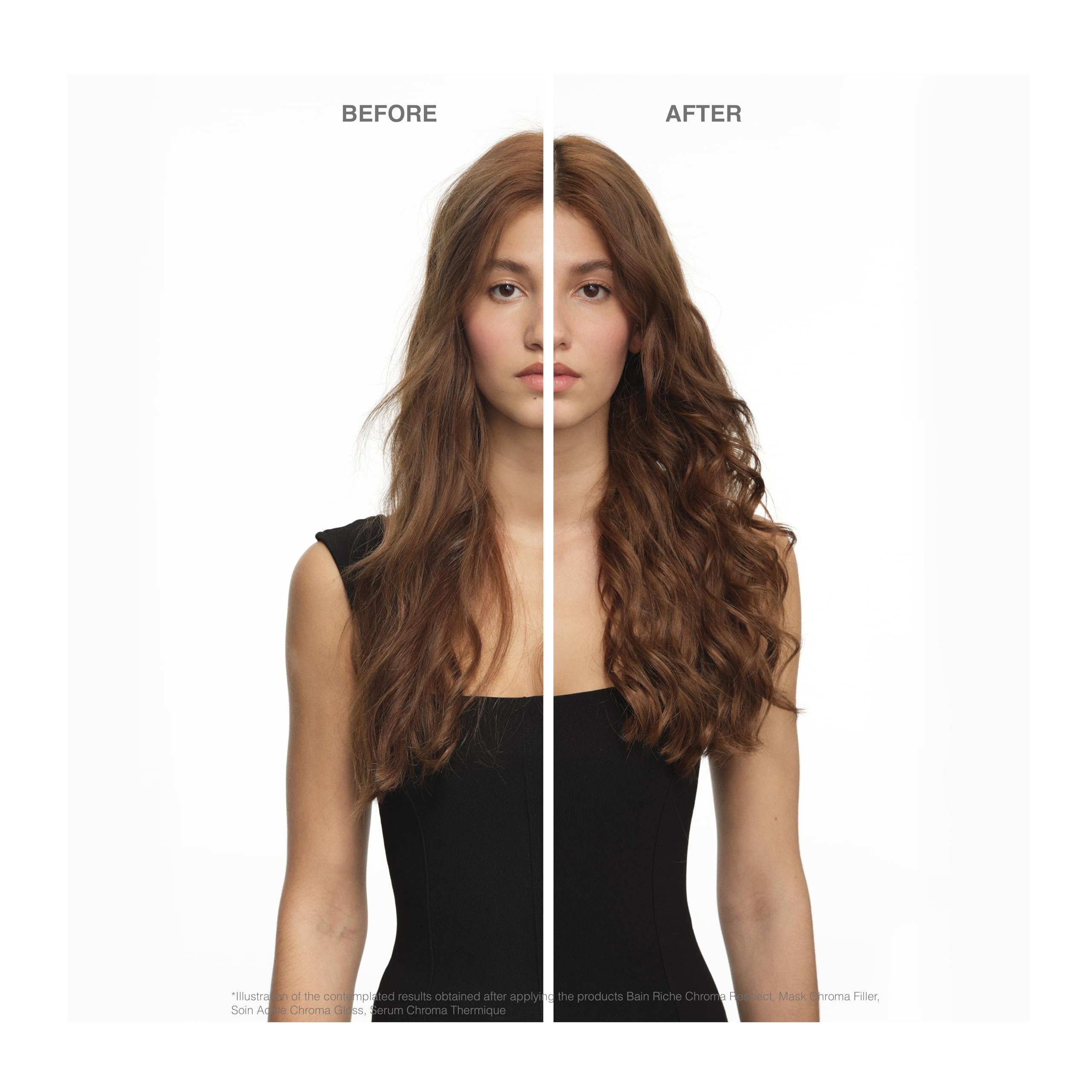KÉRASTASE cream on a hair strand shows smoothing and nourishment