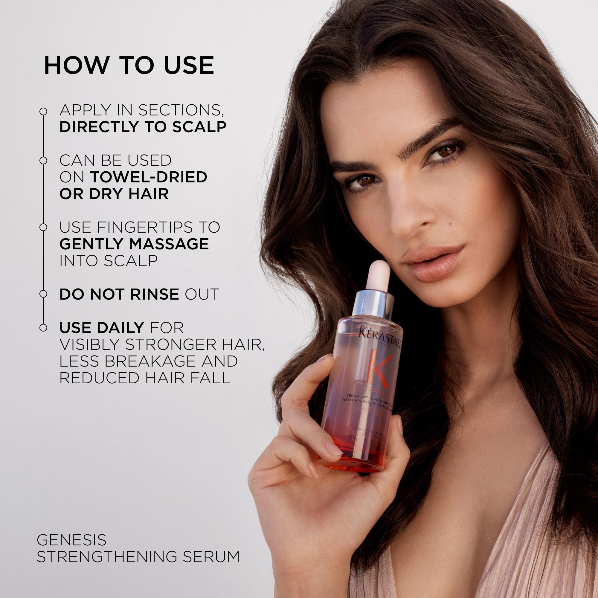 KÉRASTASE Genesis serum texture close-up showing lightweight absorptive finish
