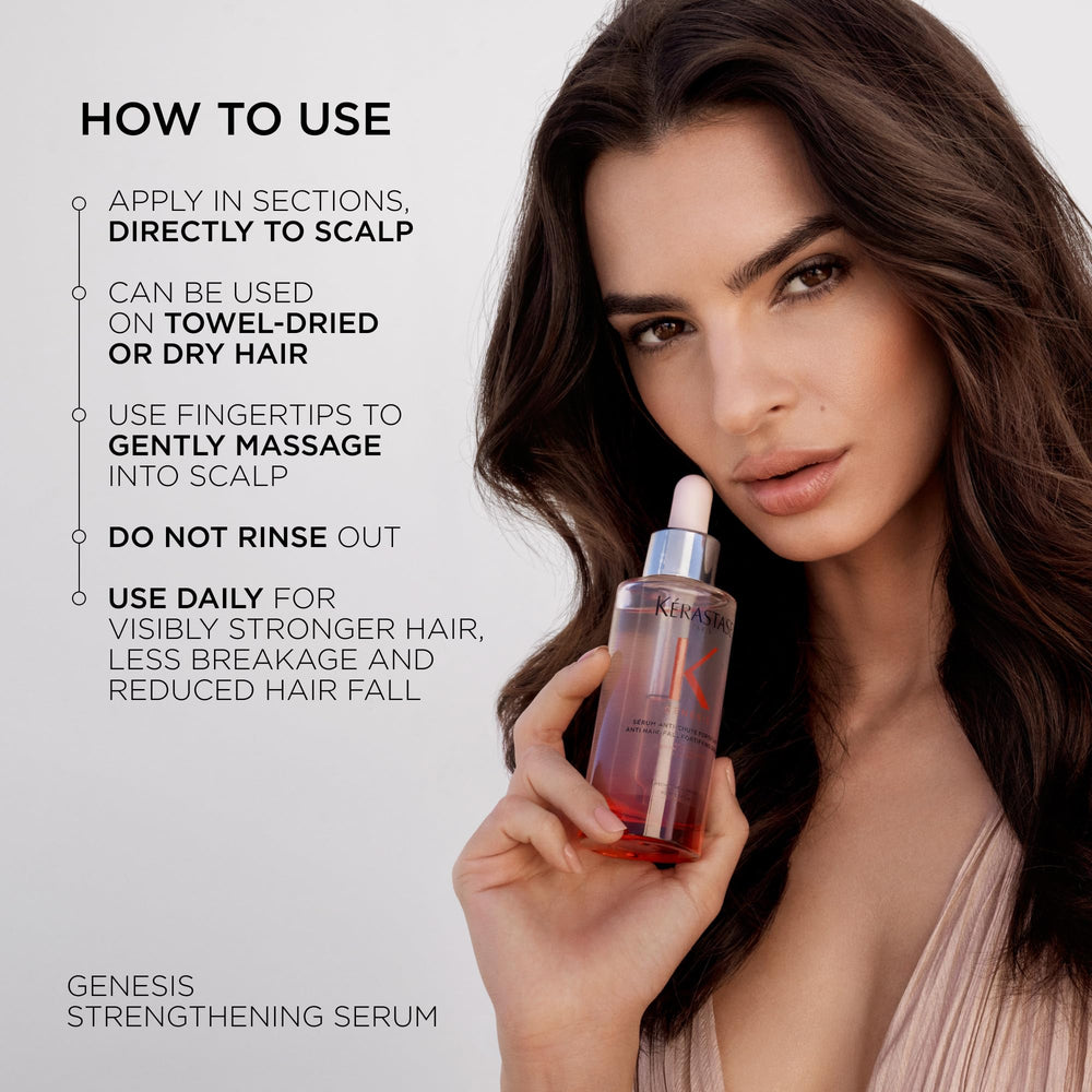KÉRASTASE Genesis serum texture close-up showing lightweight absorptive finish