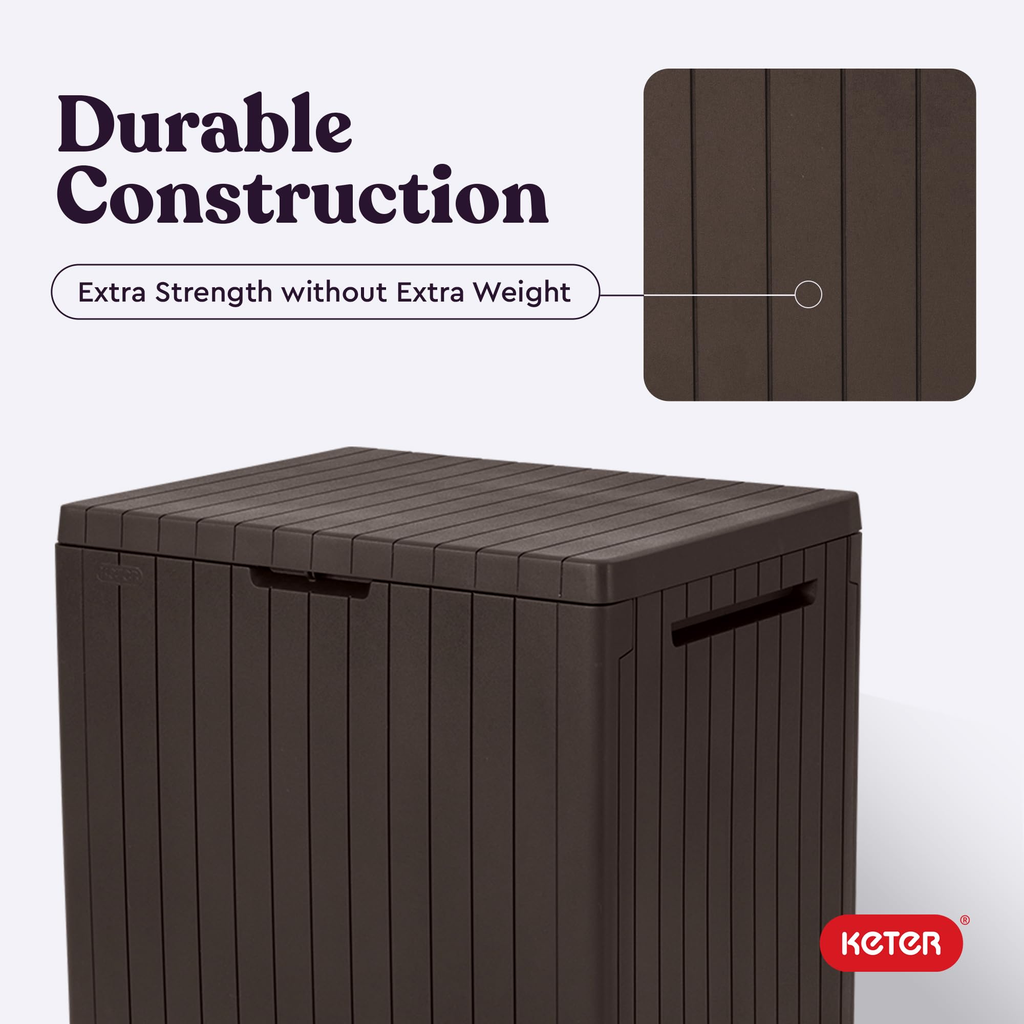 Keter ventilation detail showing airflow feature to keep contents dry