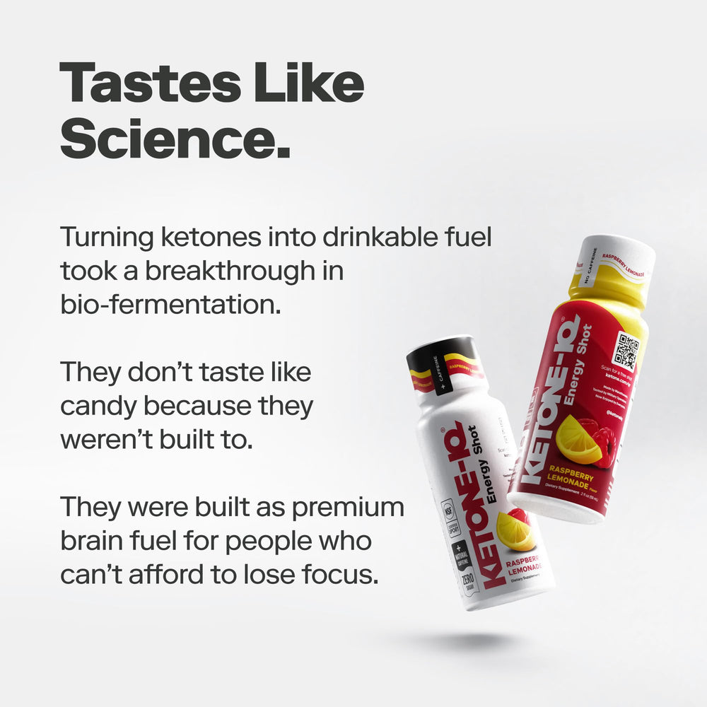 Ketone-IQ shot beside running shoes highlighting pre-workout endurance support