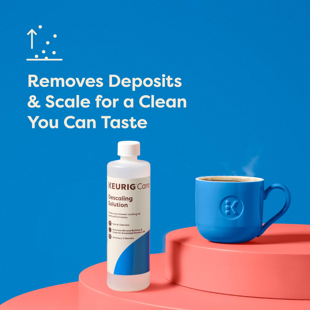 Keurig kit contents laid out showing bottle and four rinse pods