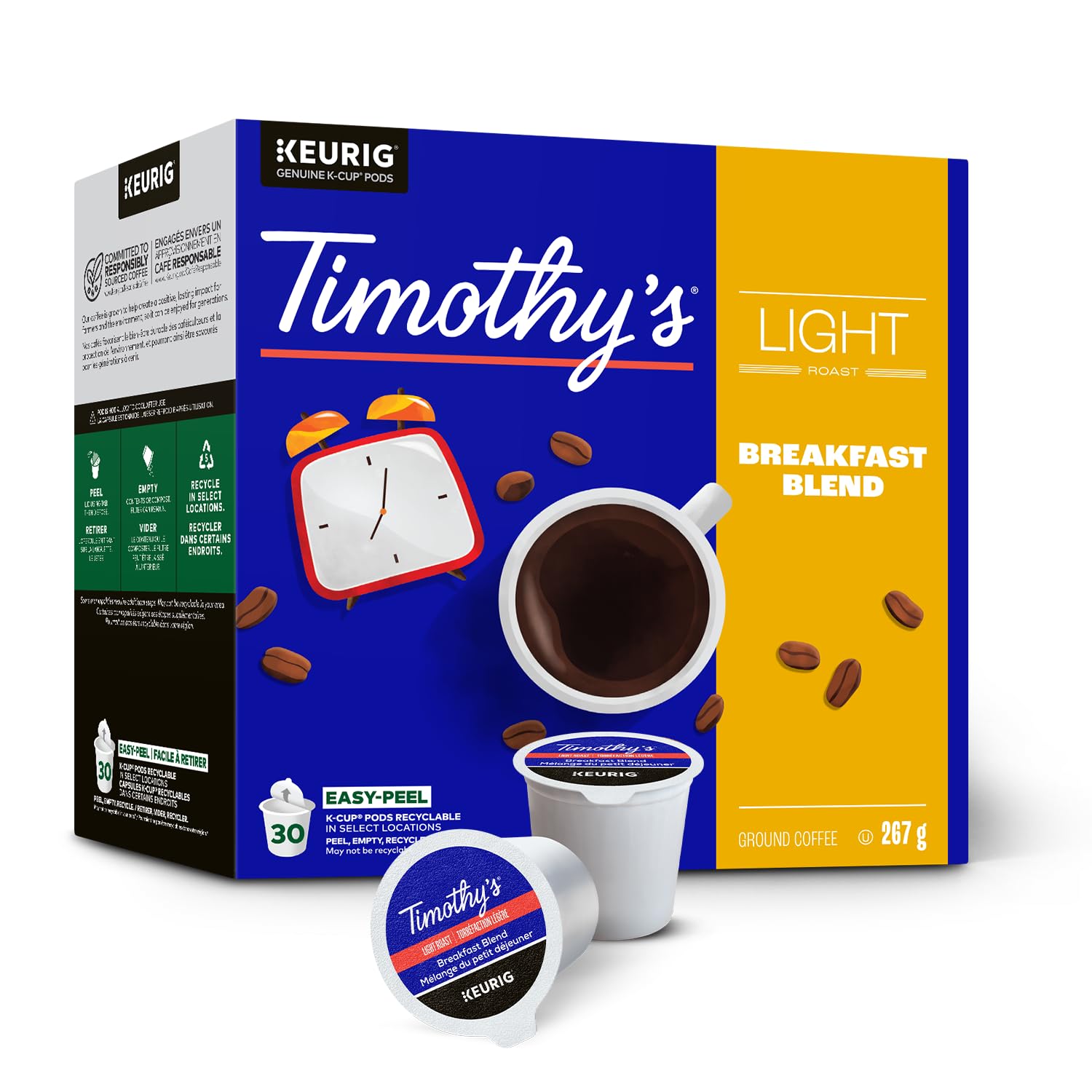 Keurig Timothy's opened pod interior view showing ground coffee freshness benefit