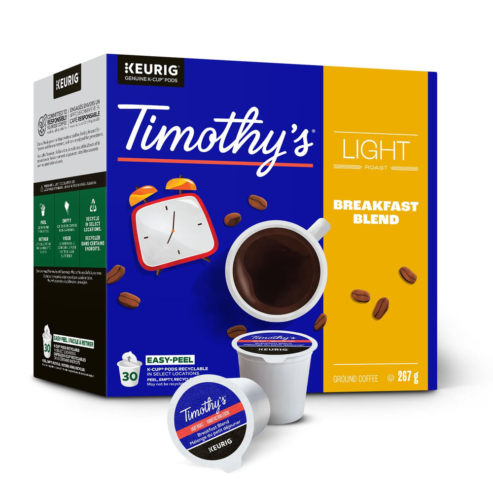 Keurig Timothy's opened pod interior view showing ground coffee freshness benefit