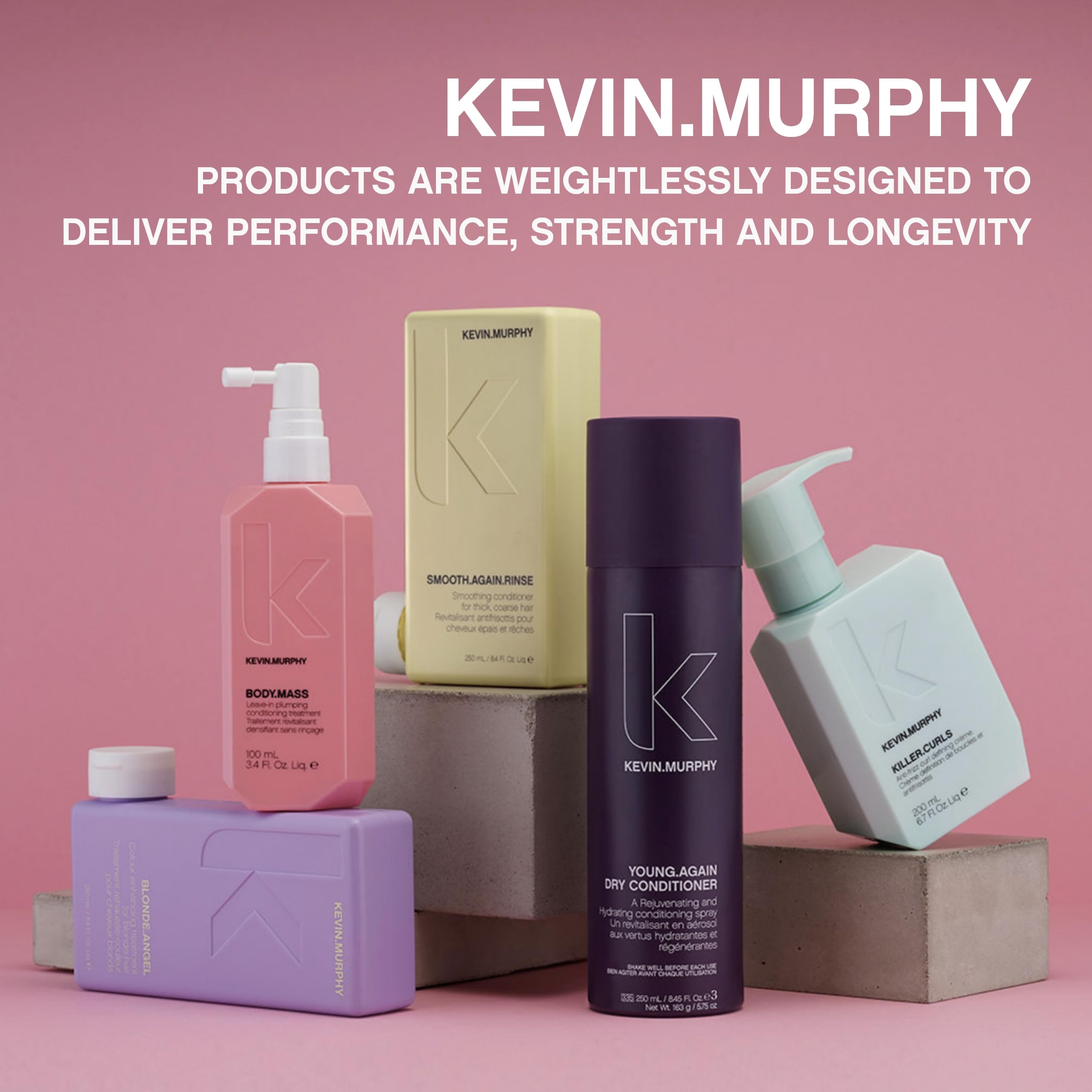 KEVIN.MURPHY detailed label and nozzle showing ingredients and user-friendly cap
