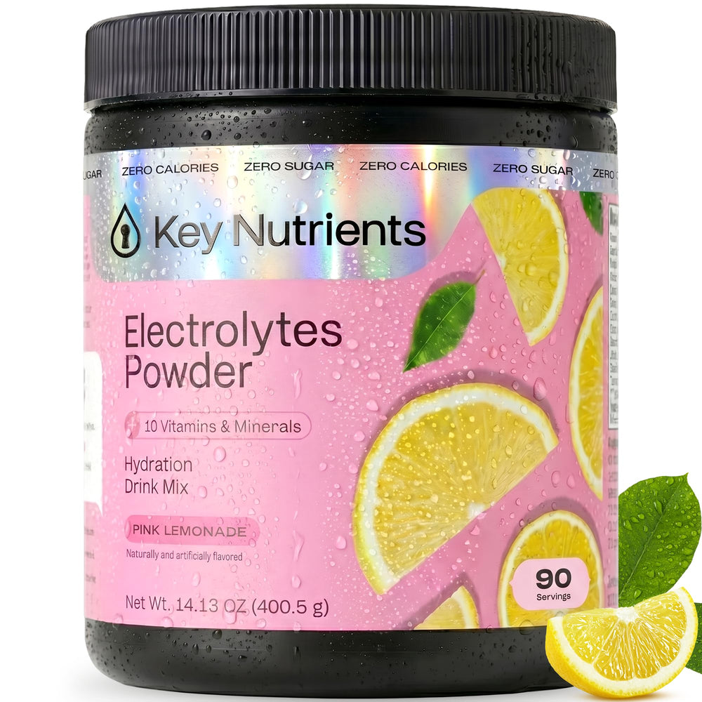 KEY NUTRIENTS front tub view showing product branding and servings benefit