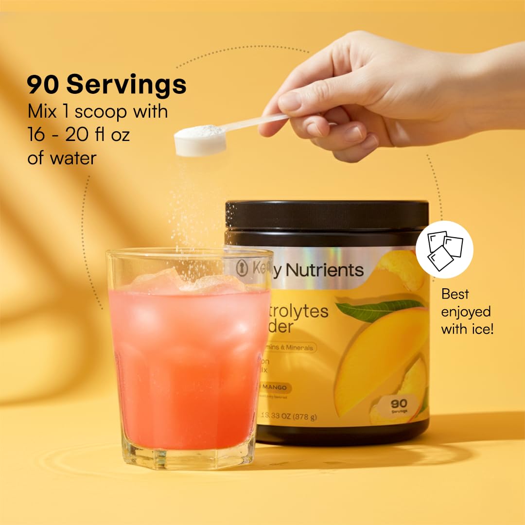 KEY NUTRIENTS scoop next to bottle showing serving size and convenience