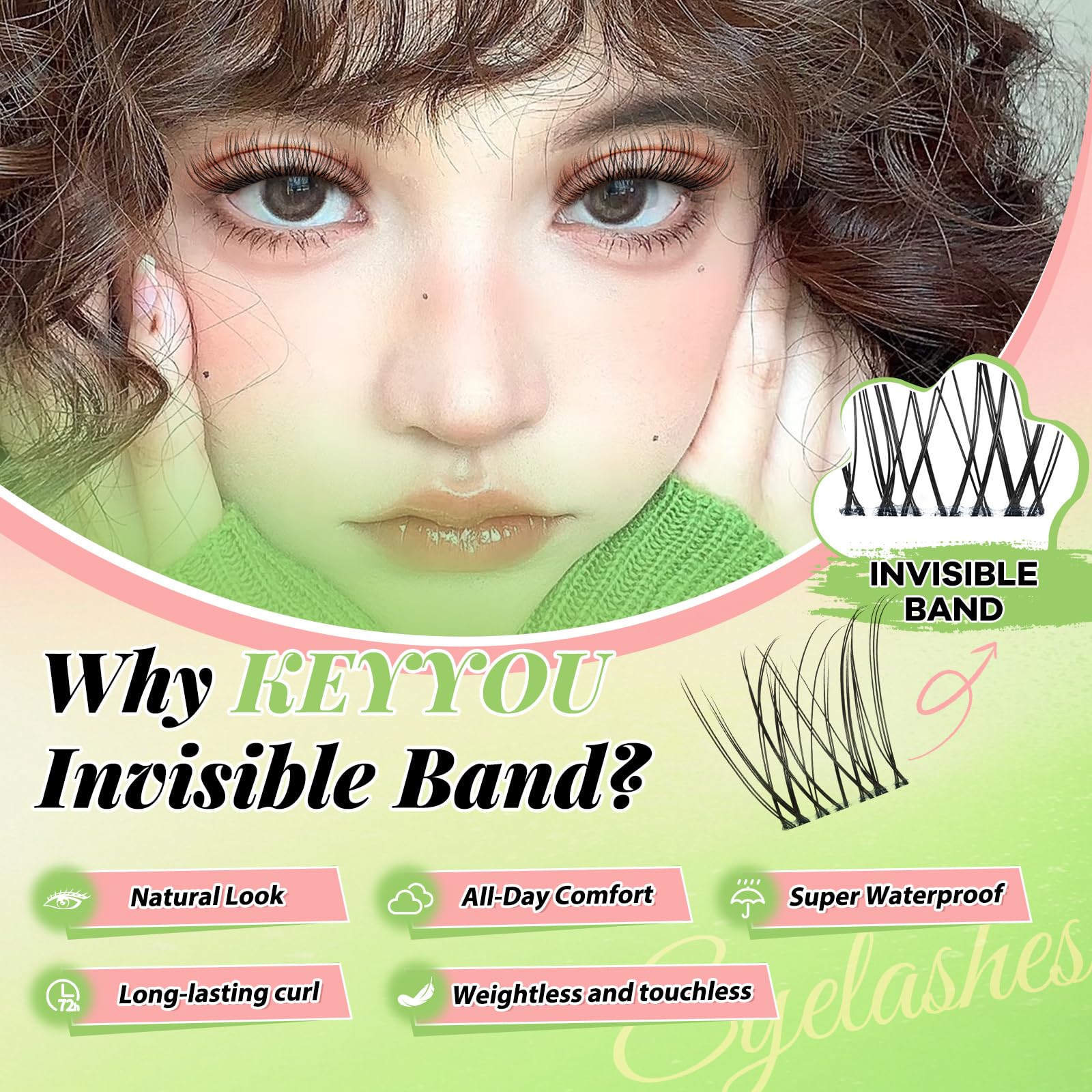 KEYYOU invisible band detail showing transparent edge for natural finish