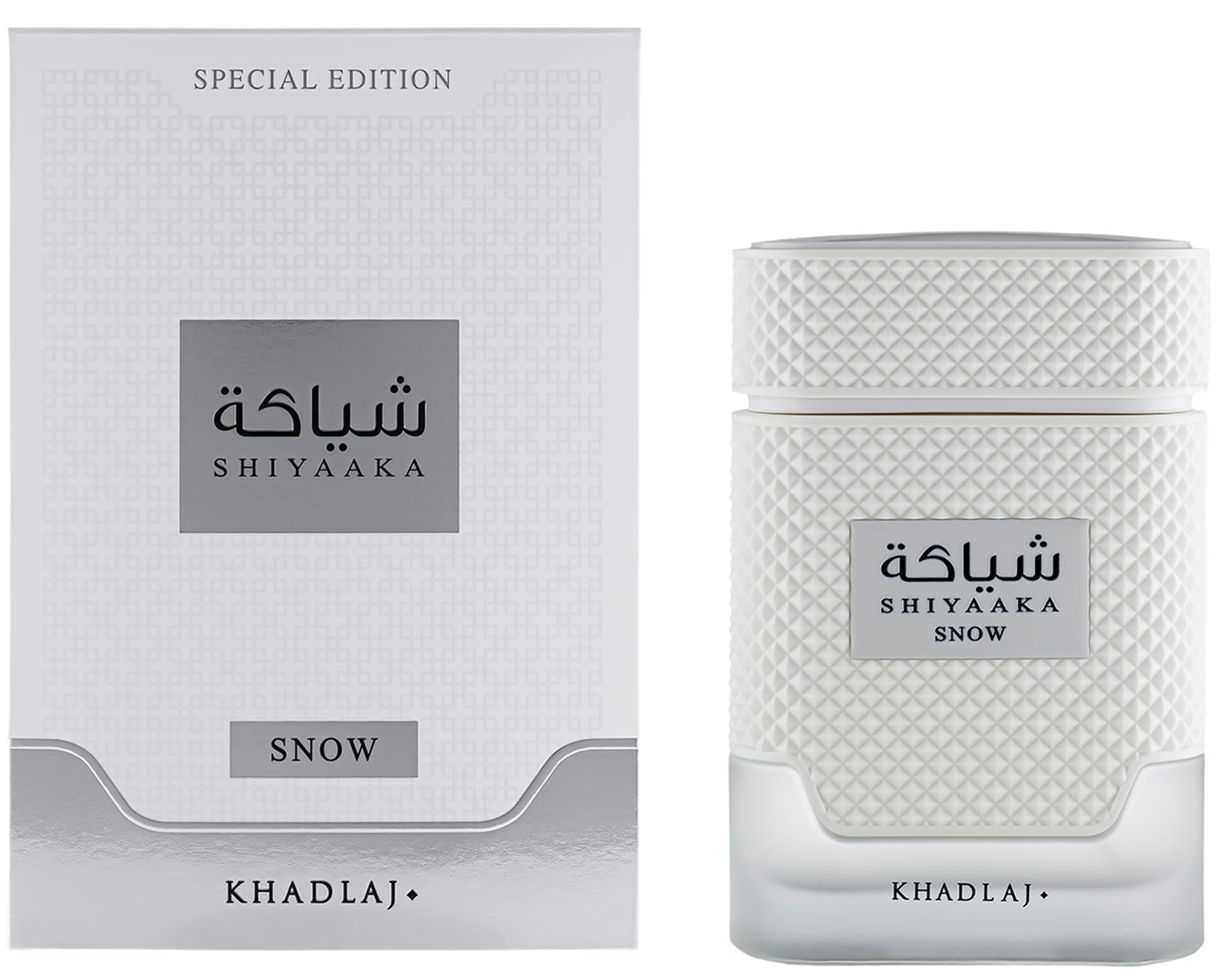 Khadlaj Shiyaaka Snow box and label highlighting brand and product details