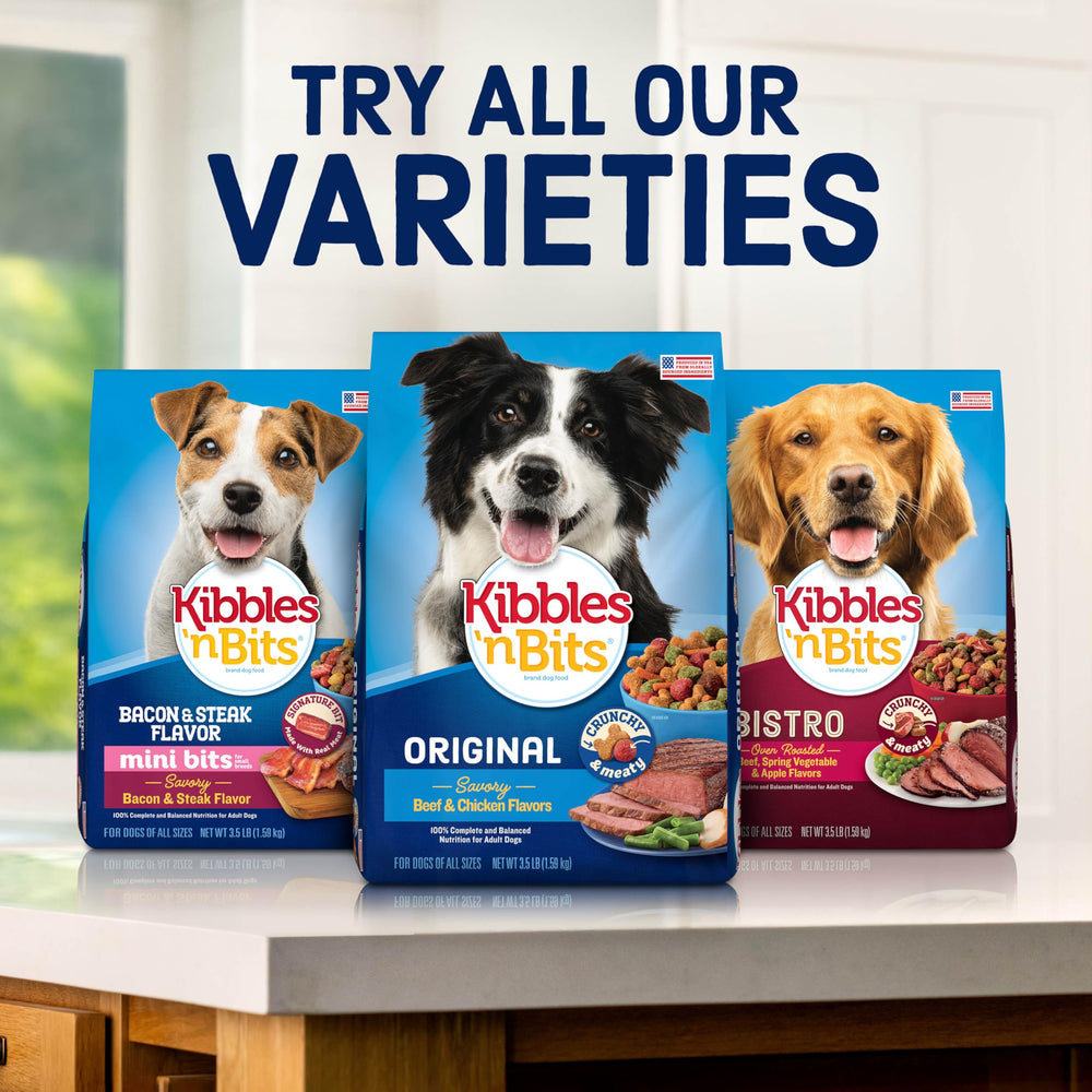 Kibbles 'n Bits bag reseal demonstration for freshness-preserving benefit