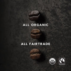 Kicking Horse open bag with beans pouring for easy scooping and freshness benefit