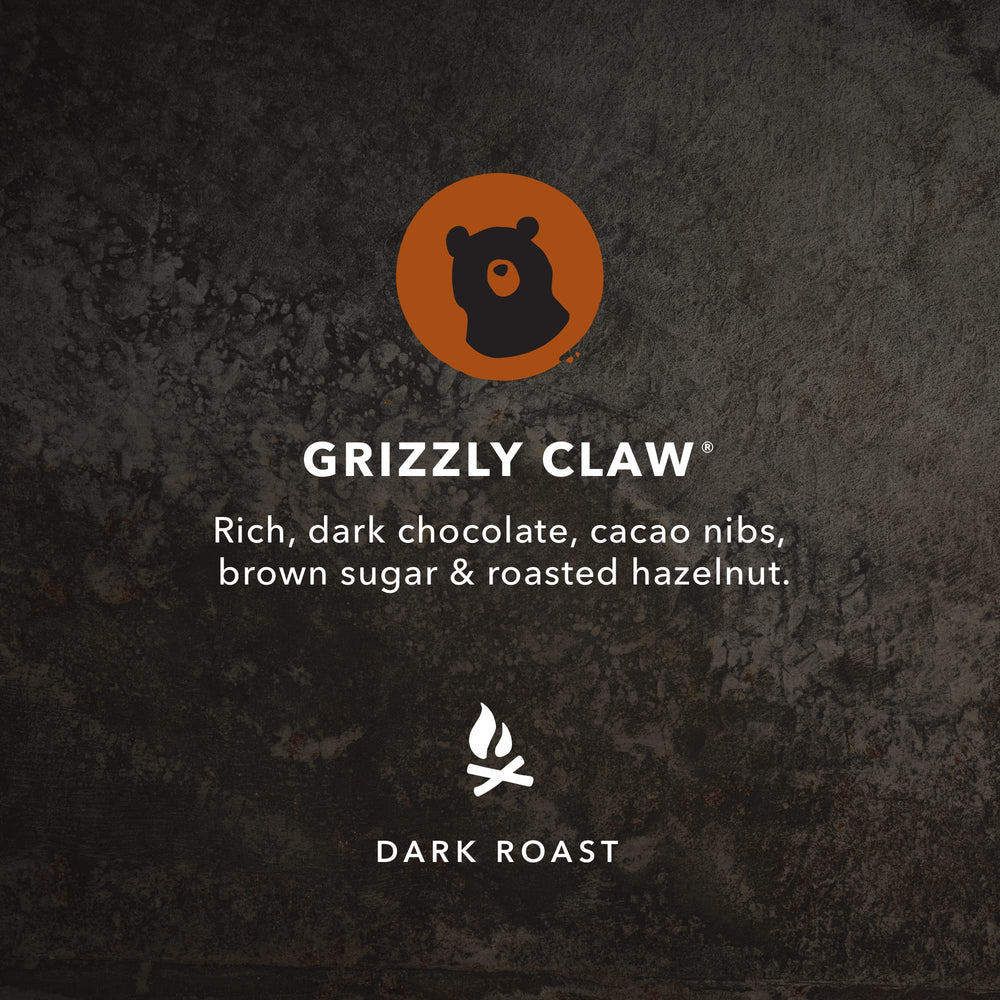 Kicking Horse whole bean close-up highlighting dark roast texture and rich aroma benefit