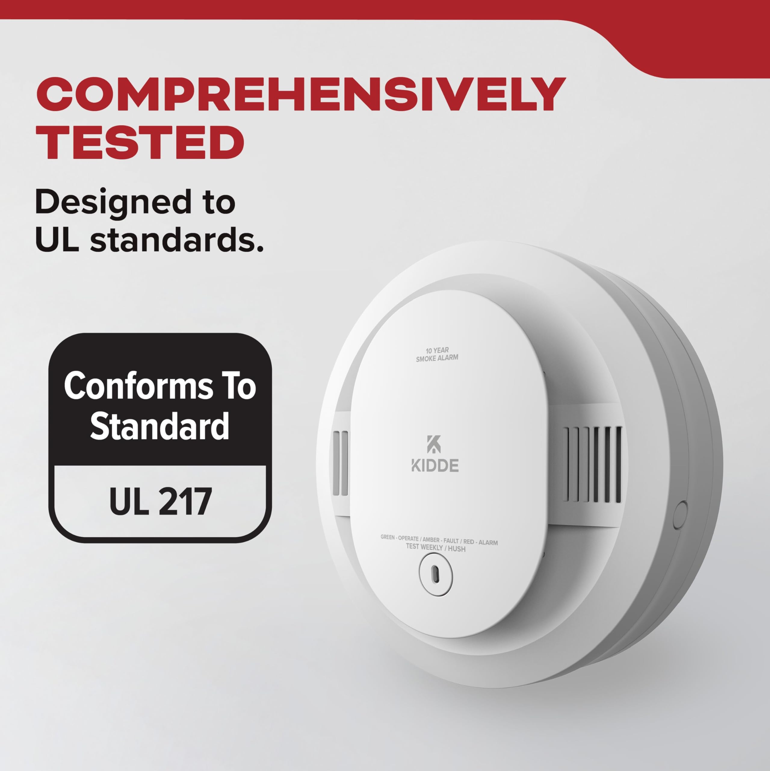 Kidde LED status lights illuminated for quick visual status checks