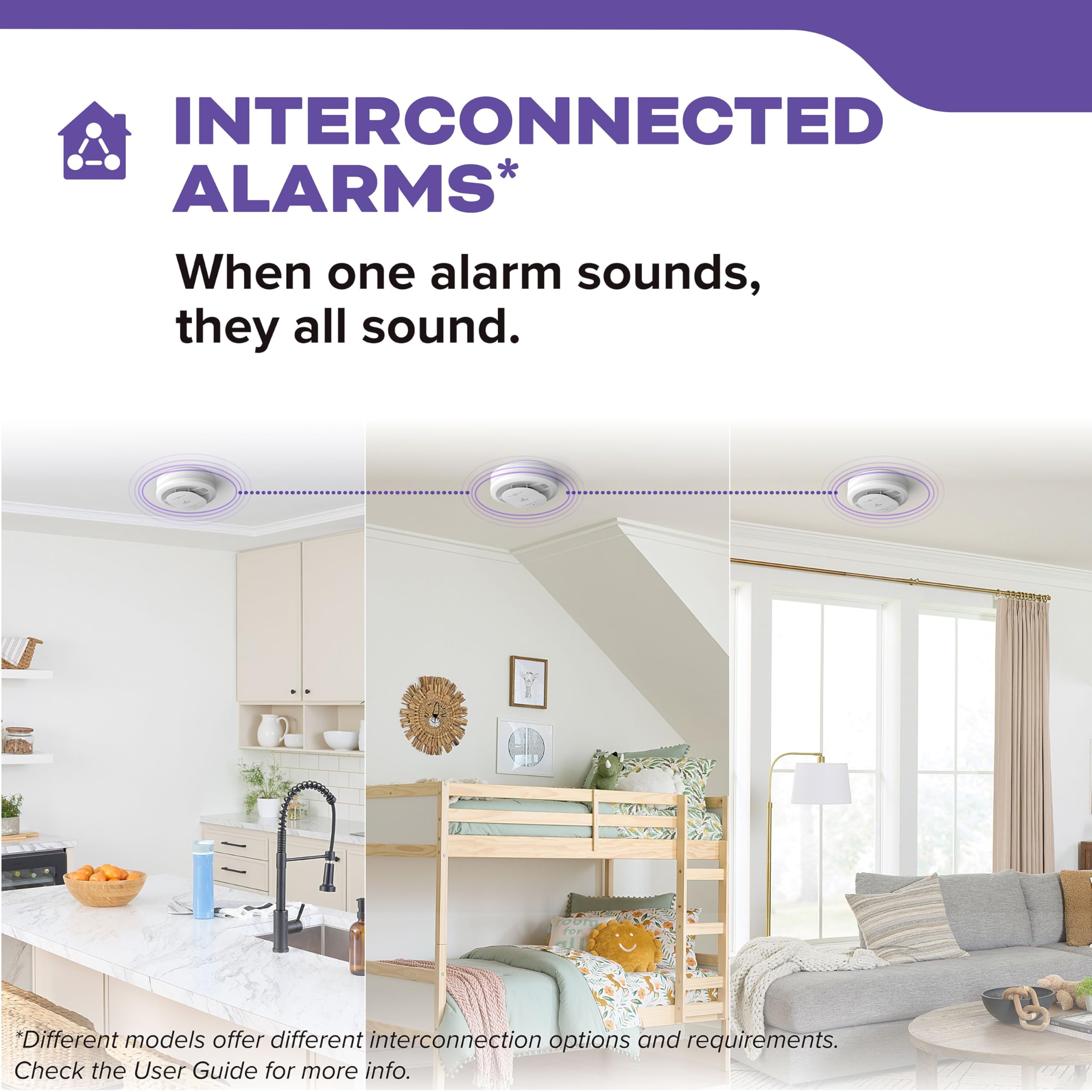 Kidde alarm installed on ceiling illustrating unobtrusive home placement