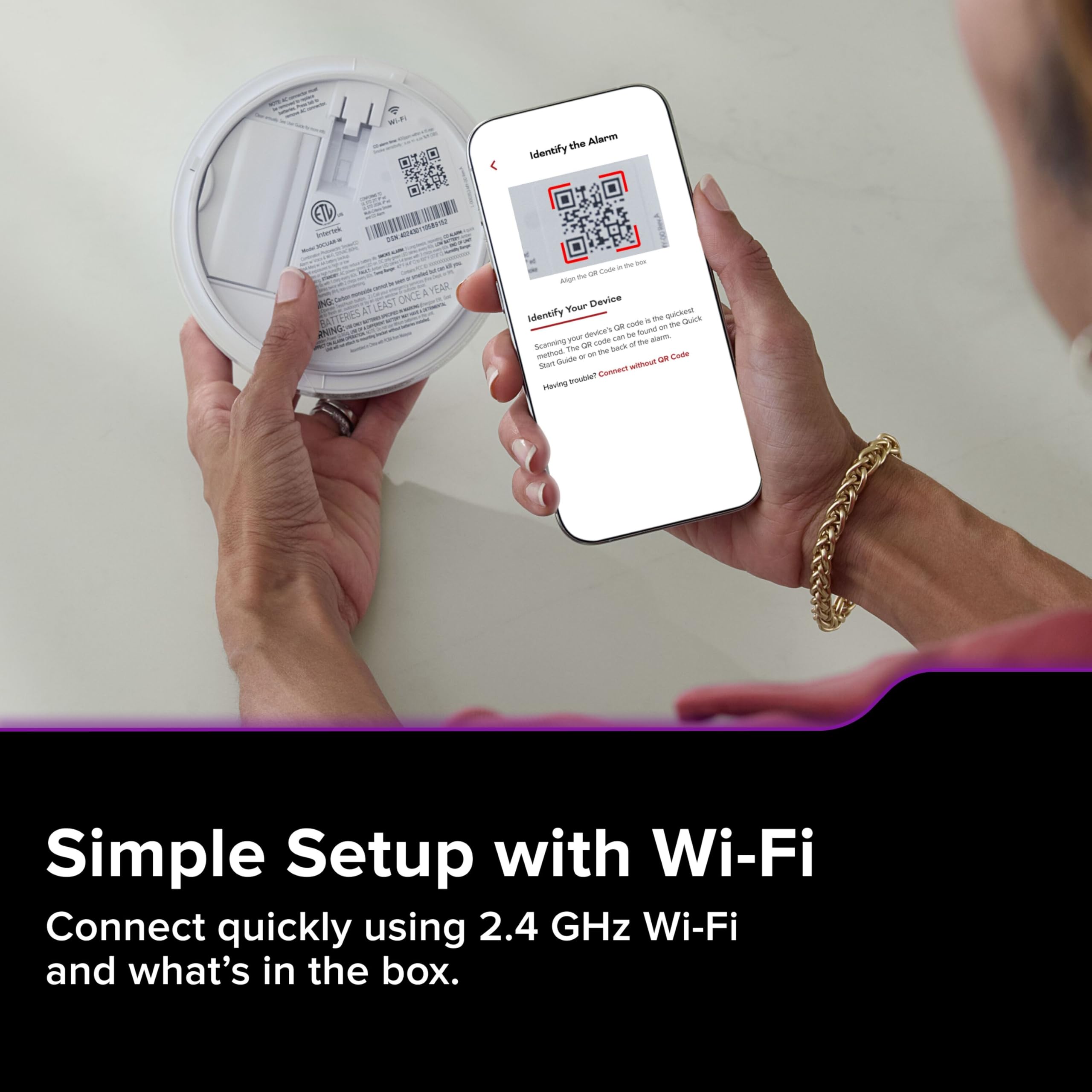 Kidde app setup screen on phone for fast Wi‑Fi connection and mobile alerts