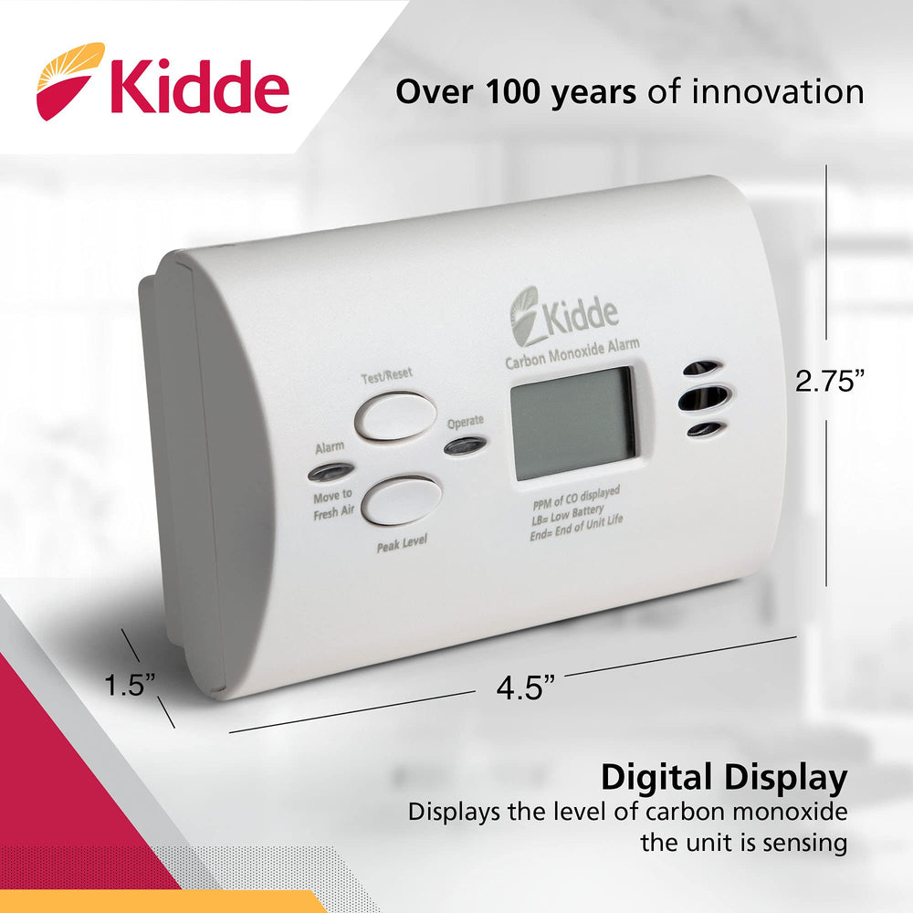 Kidde rear with snap-on battery compartment and AA batteries for easy replacement