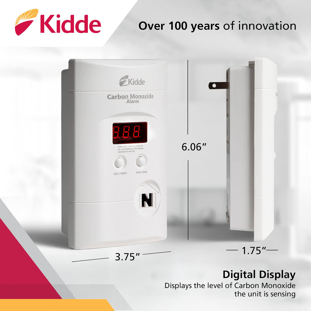 Kidde rear view with plug and wall-mount for simple outlet installation