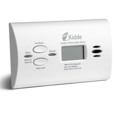 Kidde CO detector front view showing digital readout and LEDs for clear monitoring