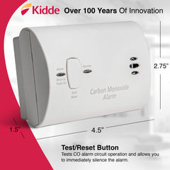 Kidde CO detector close-up of green and red LEDs showing clear status indication benefit
