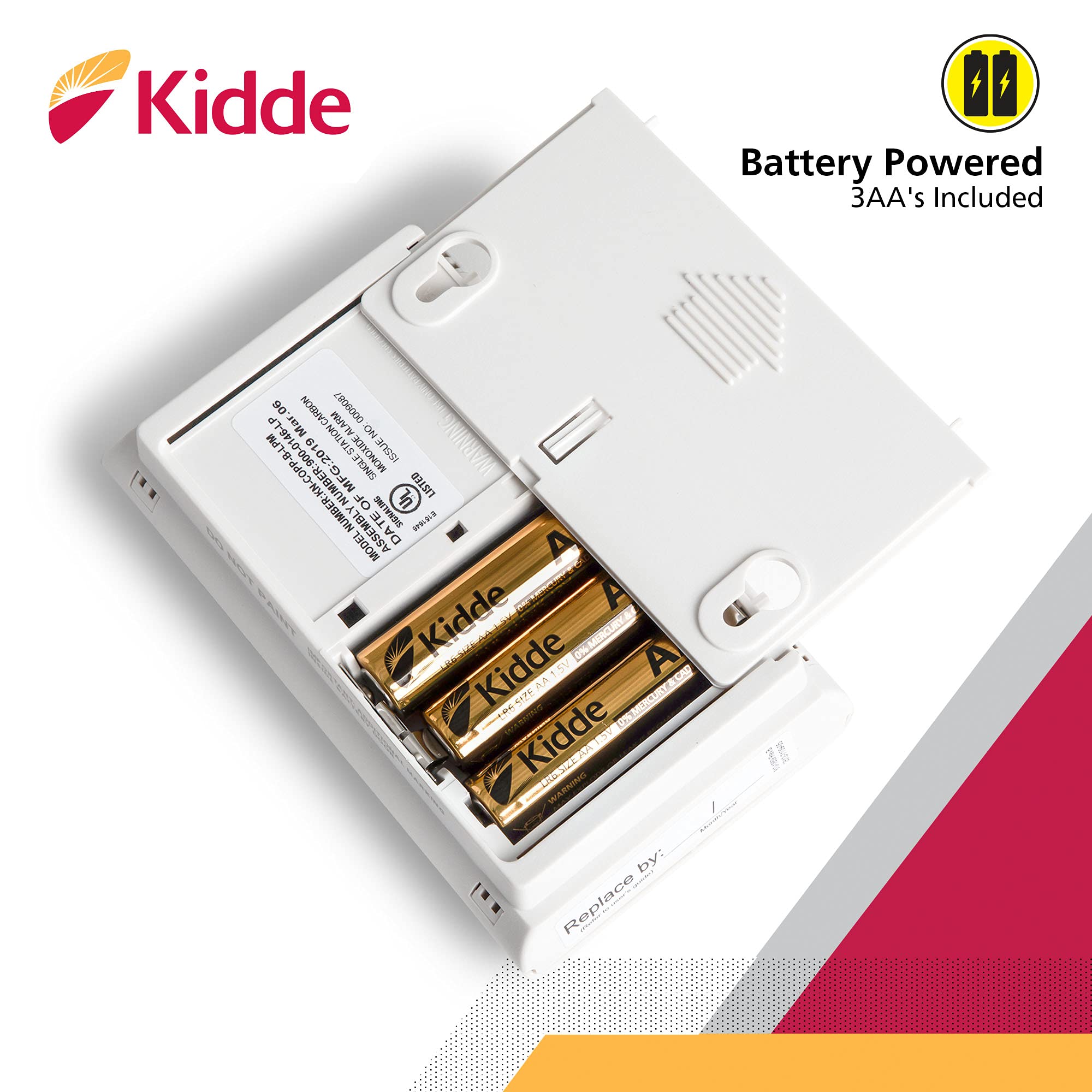 Kidde mounted on a bedroom wall providing portable CO protection for sleeping areas