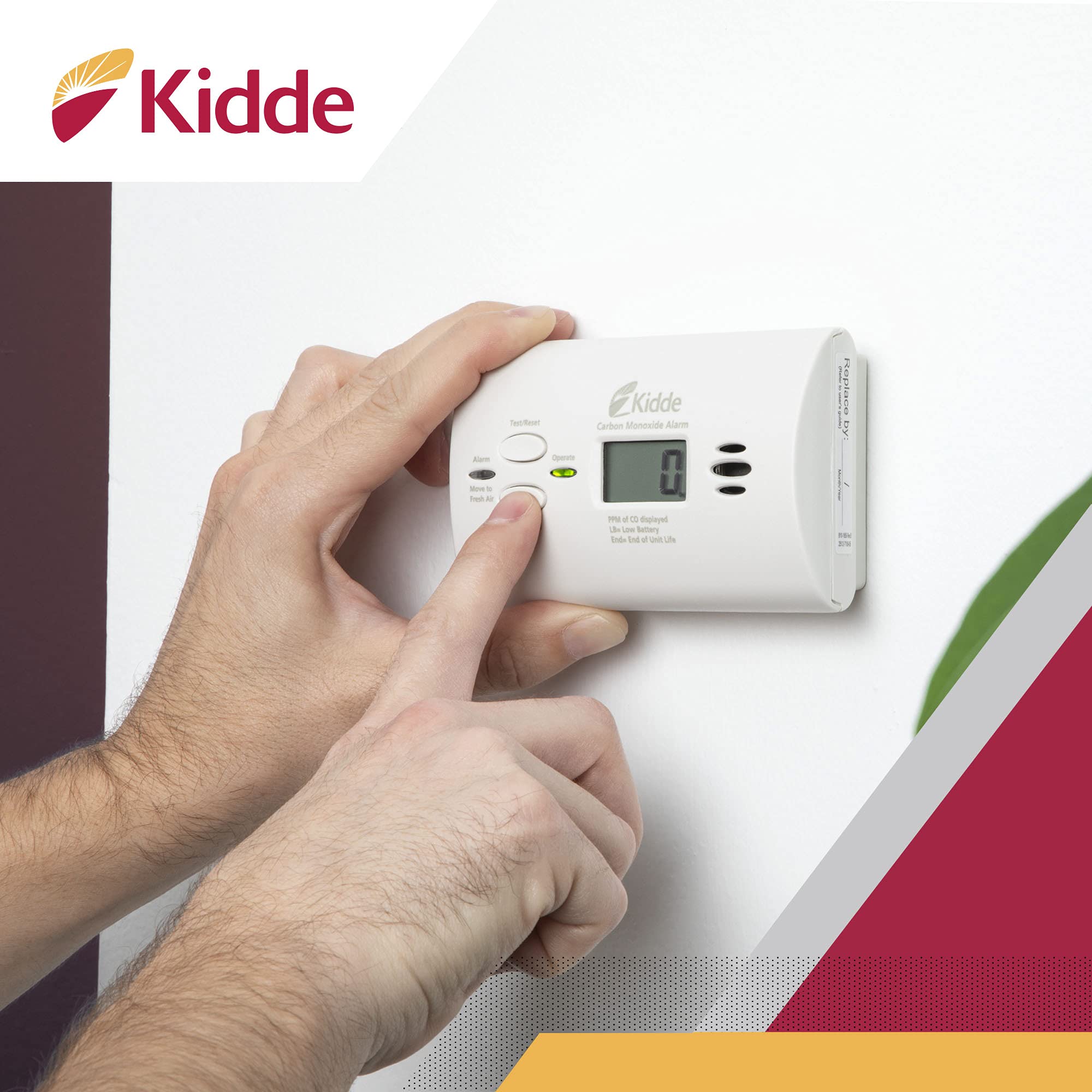 Kidde placed on a tabletop showing convenient travel-ready portable monitoring