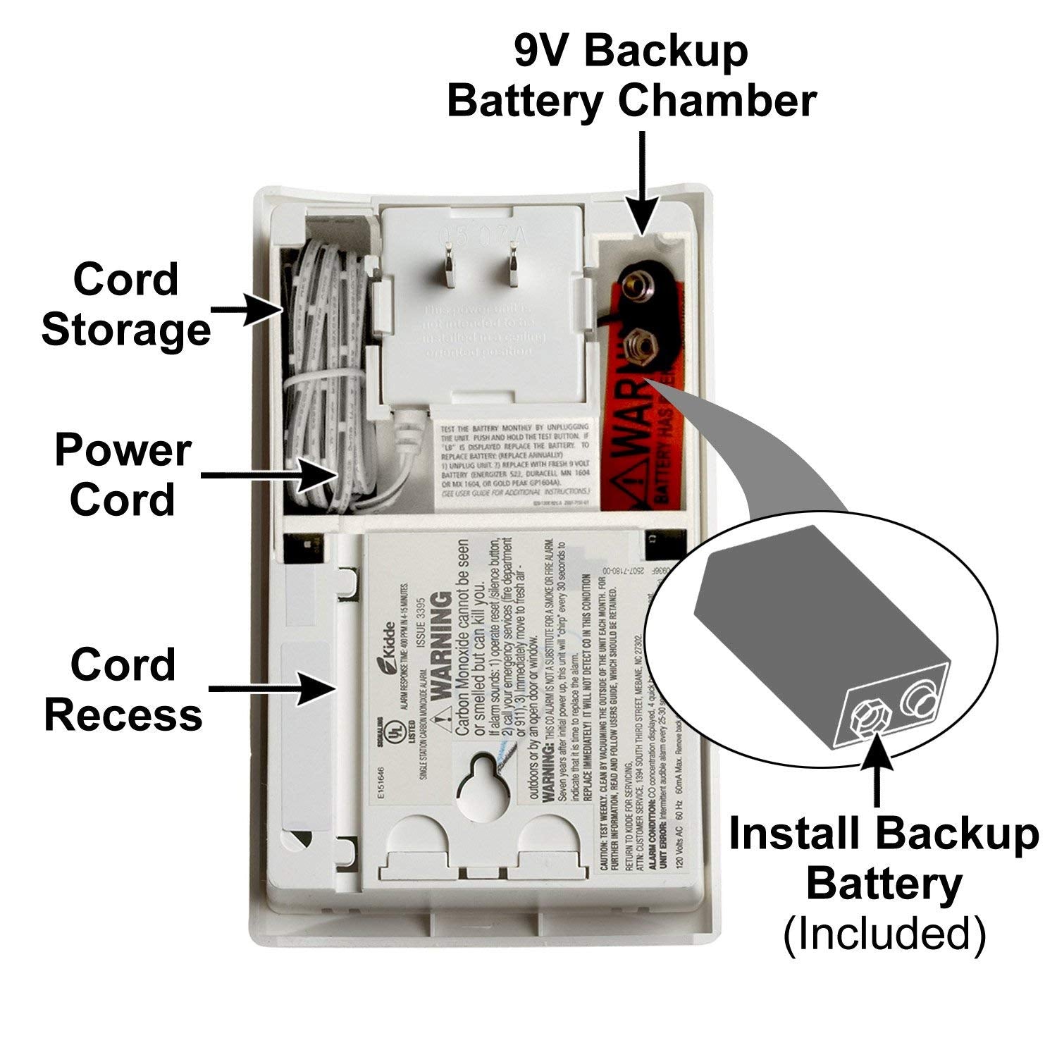 Kidde placed on table using extension cord to show portable placement benefit