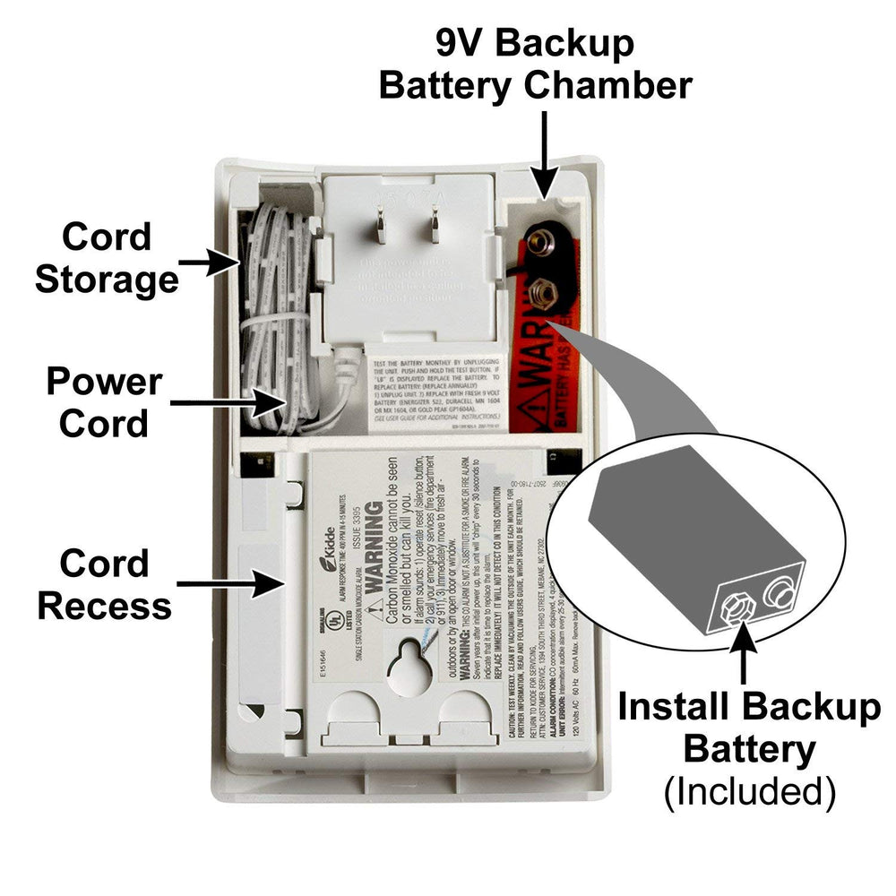 Kidde placed on table using extension cord to show portable placement benefit