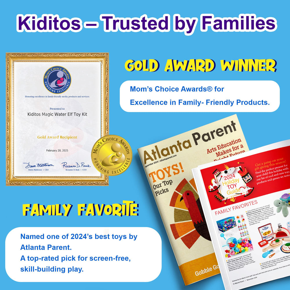 Kiditos close-up of ten vibrant magic gels highlighting color variety